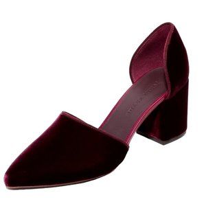 Jenni Kayne Women's US 9 Burgundy Red Velvet Designer Block Heels
